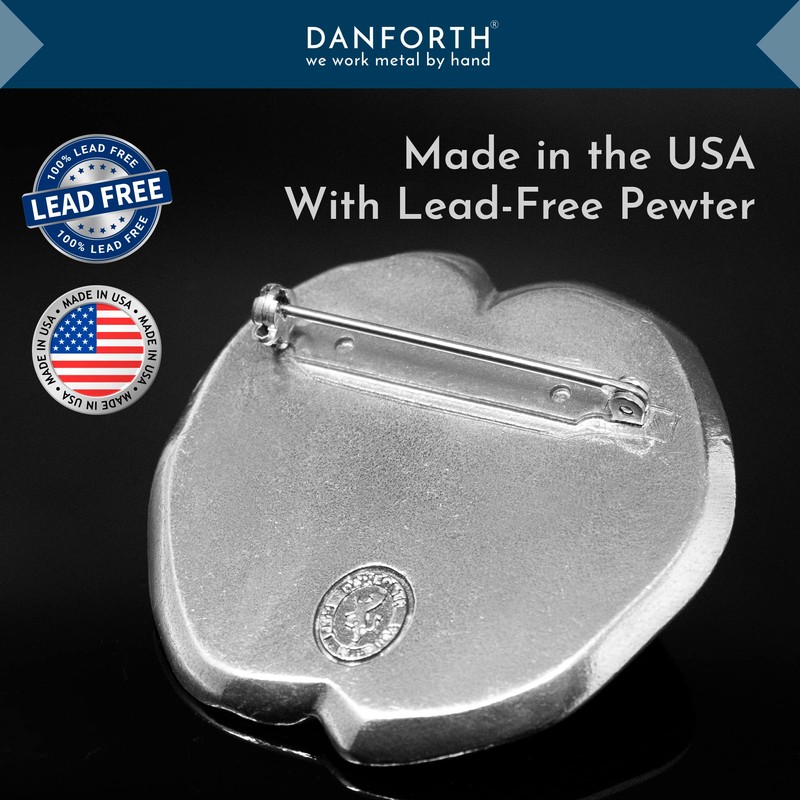 Danforth Remembrance Poppy Brooch Pin (Red) – Handcrafted Pewter Brooch
