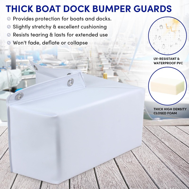 VEITHI Dock Bumper White,Dock Bumper Guard with Screws Soft,PVC Boat