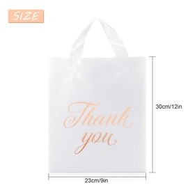 Outus 120 Pieces Thank You Plastic Bags for Small Business, 9"x12" Shopping Handles Gift Supplies for Mother's Day Wedding Birthday (White)
