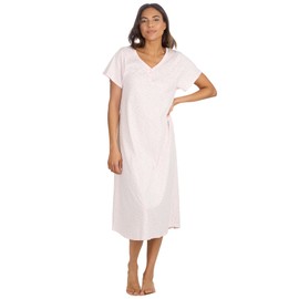 INSIGNIA Womens Pack of 2 Short Sleeve Long Pure Cotton Jersey Nightshirts Nighties (Pink-Blue Spot, 14-16)