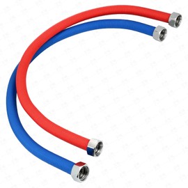 24inch Flexible Stainless Steel Corrugated Water Heater Connector,3/4" FIP x 3/4" FIP, Hot and Cold Color Water Heater Hose,Brass Water Heater Connector&Stainless Steel Flexible Water Line(2 Pack)
