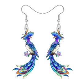 RAIDIN Acrylic Cute Fantasy Blue Bird Dangle Earrings for Women Hypoallergenic Spring Summer Nature Inspired Elegant Birds Jewelry Gift for Animal Lovers Birthday Party Decor (Multicolour)