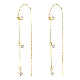 Mikovivi Gold Dangle Earrings for Women, Delicate Long Hanging Chain Pendant Drop Dangler Trendy Zircon Threader Earrings Jewelry Accessories Gifts for Wedding Prom Birthday