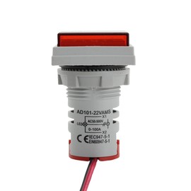 Shopcorp -Digital Led Display Indicator Voltmeter and Ammeter, Multimeter Voltage AC50-500V and Current Meter 0-100A, Gauge Meter Tester Volt Amp Monitor-AD101-22VAMS Model, Square Panel Red (3 Pack)