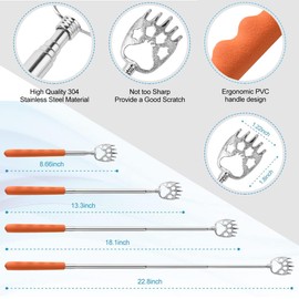 Yeipis 4 Pack Different Style Back Scratcher Metal Portable Telescoping Back scratchers, Extendable Back Massager Tool with Beautiful Box, Stocking Stuffers Gift for Men Women（Orange）