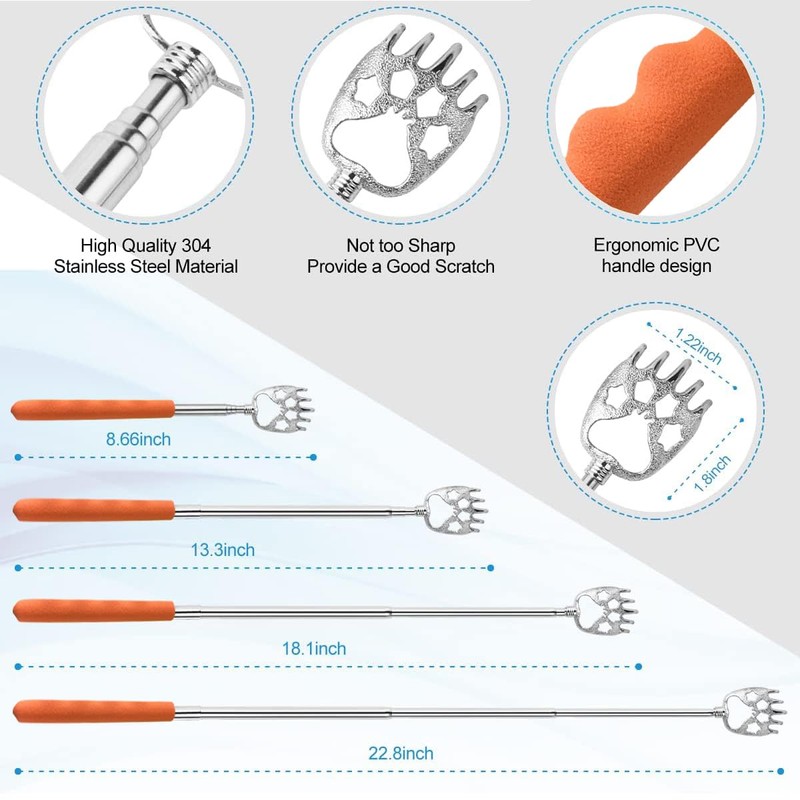 Yeipis 4 Pack Different Style Back Scratcher Metal Portable Telescoping