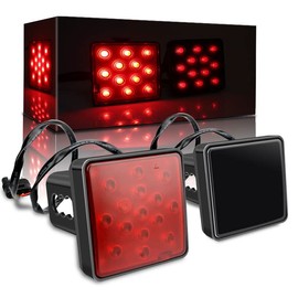 TOTMOX Trailer Bayonet Tail Light, Automotive Brake Light LED Car Tail Light, Tow Bayonet Tail Light, Compatible with 2" x 2" Hitch Receiver Truck, Trailer, Somke Lens 15 LEDs Red Light
