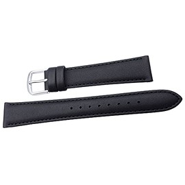 Seiko DX61A Smooth Leather Watch Band, 0.8 inches (20 mm), Black, Smooth