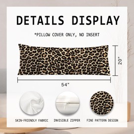 PIUD Leopard Print 20x54 Body Pillow Cover, Cheetah Print Room Decor, Trendy Girly Room Decor, Wildlife Animal Skin Theme Cheetah Decorative Long Body Pillow Cases for Bed Couch