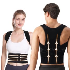 EASYTAO Corrector de Postura Ajustable Unisex, Faja para Postura de Espalda y Hombro Invisible para Niños Hombre y Mujer Transpirable (S, Cintura 63  