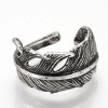 LZD Alloy Cuff Finger Ring Ring Feather Antique Silver Size