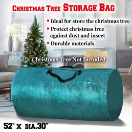 BenefitUSA Artificial Christmas Tree Bag Clean Up Holiday for Up to 8ft/9ft Tree Storage (52''x Dia. 30'' for up to 8', Green)