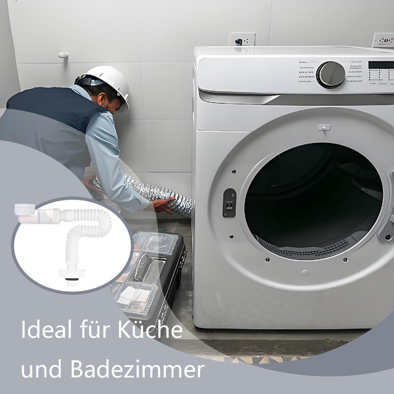 1 1/4 Inch Space-Saving Siphon Washbasin, Sink Drain Fitting, Expandable