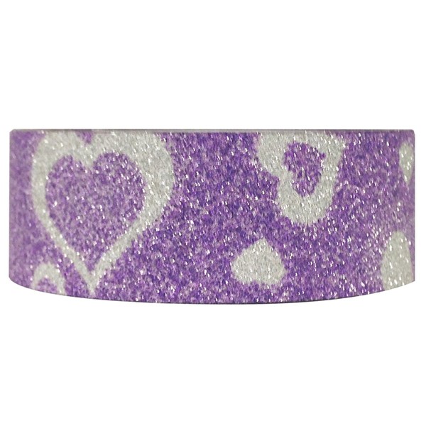 Wrapables Shimmer Washi Masking Tape, Purple, Heart