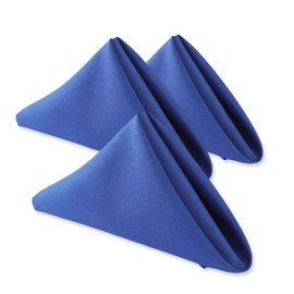 Craft And Party, Royal Blue Cloth Napkins - 12 Pack, 17x17 Inch Polyester Dinner Napkins with Hemmed Edges, Washable Napkins Great uses for Weddings, Dinners and Parties