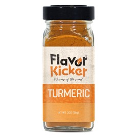 FlavorKicker Pure Turmeric Powder 2 oz.- 100% Natural, Non GMO, Glass Jar to keep freshness