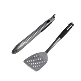 Monument Grills Heavy Duty Stainless Steel 2-Piece Barbecue Tool Set - Spatula & Tongs