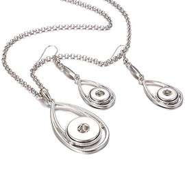 Lovglisten Snap Jewelry Set 18mm Snap Necklace & 12mm Snap Earrings Charms (4)