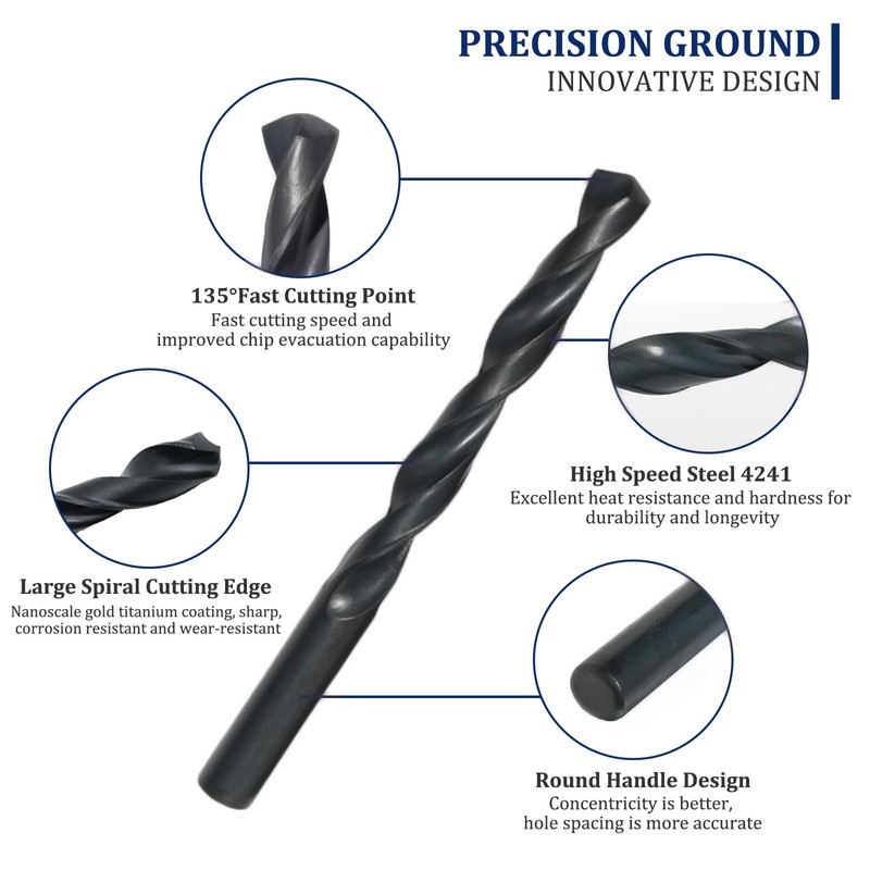 Misuyue 6.5mm HSS Metal Drill Bits, 6pcs Carbide Drilling Bit