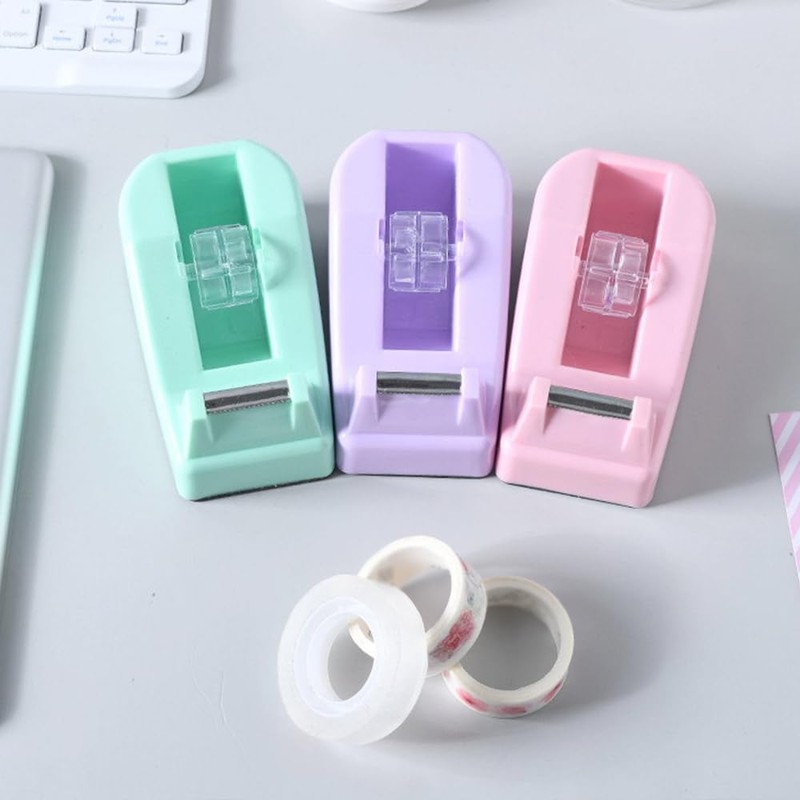 Tape Dispenser, Green Mini Sticky Tape Roll Cutting Tool Refillable