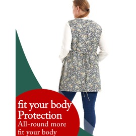 APRONNER Plus Size Aprons for Women with Pockets Cotton Linen Cobbler Aprons Smock for Baking Kitchen Cooking, Pastoral Style, 5X-Large