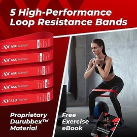 ASU - Juego de bandas de resistencia para entrenamiento, 5 bandas de ejercicio, 5 – 40 libras, equipo de entrenamiento de refuerzo, bandas de resisten