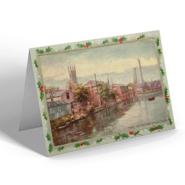 CHRISTMAS CARD - Vintage Derbyshire - Derby. The River from Derwent Bridge (b)