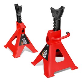 Auto Dynasty 2 pcs Jack Stands Garage Steel Lifting Car Stand Service Lift Floor Jack Stand, 3 Ton (6000 lbs), Lifting Range 10.6" to 15.5", for SUV, Car and Truck, Red