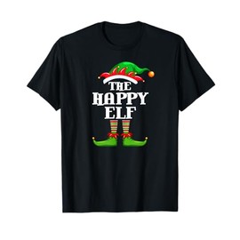 Happy Elf Matching Family Group Christmas Party Pyjamas T-Shirt