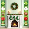 2PCS Christmas Porch Sign Door Banner Decorations (Green)