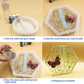 2 PIEZAS Moldes Grandes de Resina de Silicona para Epoxi – lyfLux Moldes Hexagonales y Semicirculares para Plantas con 8 Tubos para Flores, Moldes para Vasos DIY para Conservación de Flores