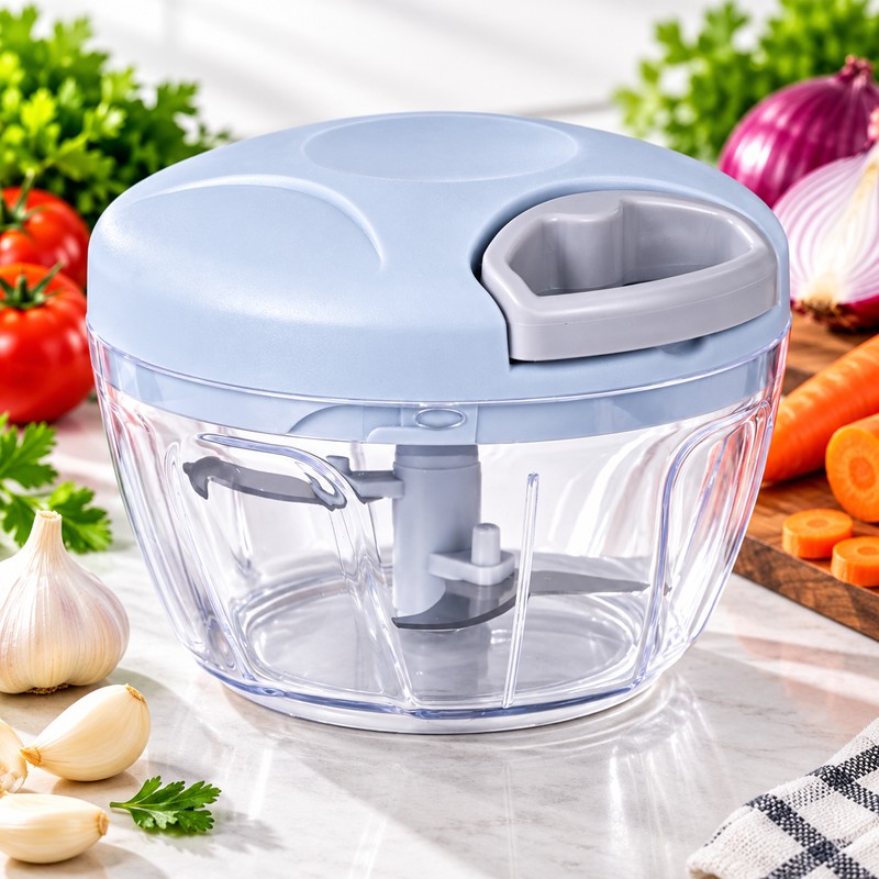 Manual Food Chopper for Kitchen Prep – Hand-Operated Metal Blade