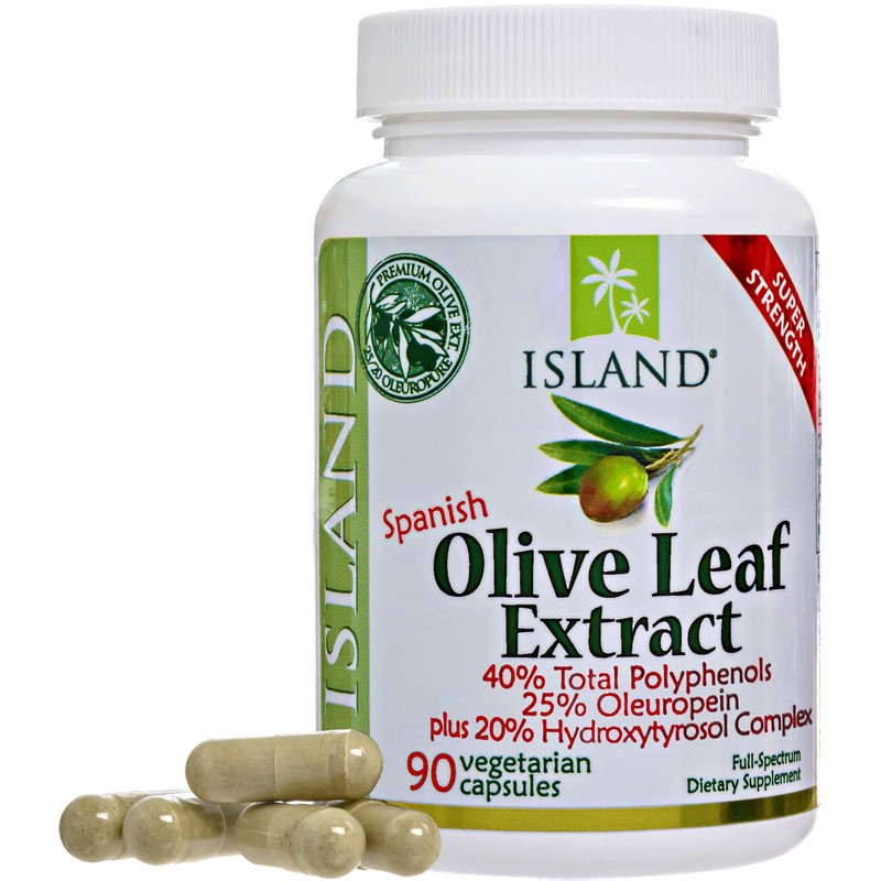 Island Nutrition, Olive Leaf Extract Capsules – 25% Oleuropein (40%
