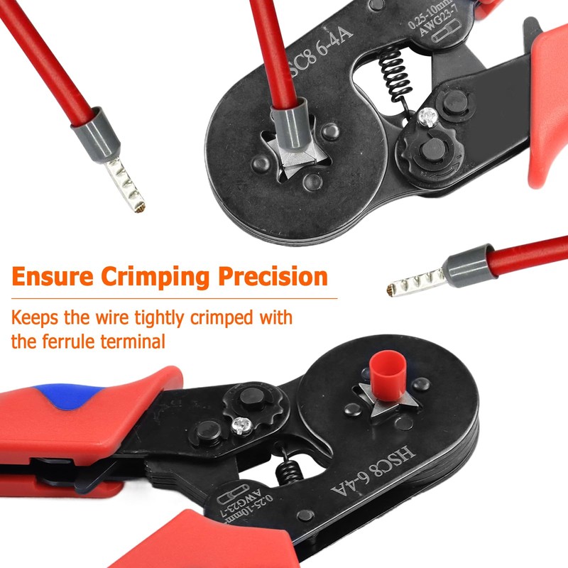 SENLINLIN Crimping Plier Set, 0.5-10mm² Ferrule Crimper Tool with 1800