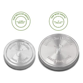 Mason Jar Lifestyle 5 Pack Stainless Steel Storage Lids with Platinum Silicone Liners for Wide Mouth Jars – Heavy Duty Caps for Mason Jars – Airtight & Leak-Proof Design