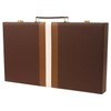 DA VINCI Large 16 inch Leatherette Backgammon Set, Brown