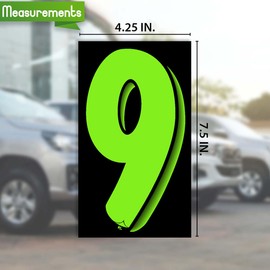 Versa-Tags Car Dealer Sticker, 3 Packs of 12 Number Nine (9) 7 1/2 Inch Green & Black Windshield Pricing Stickers, Vinyl, Glass, Weather Resistant, Outdoor Use