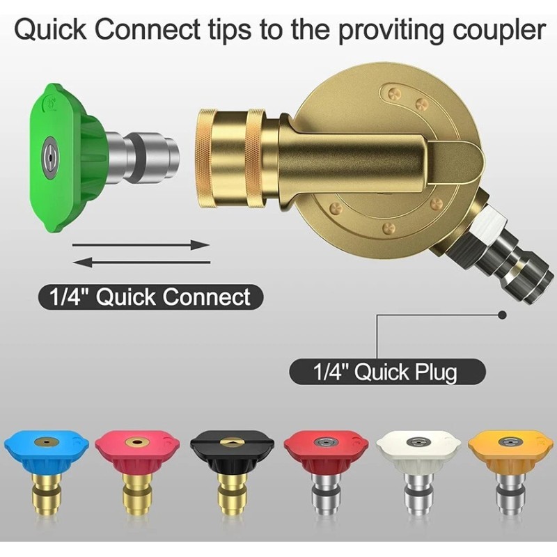 POHIR 7 Nozzle Tip Pressure Washer Spray Quick Connect Pivot