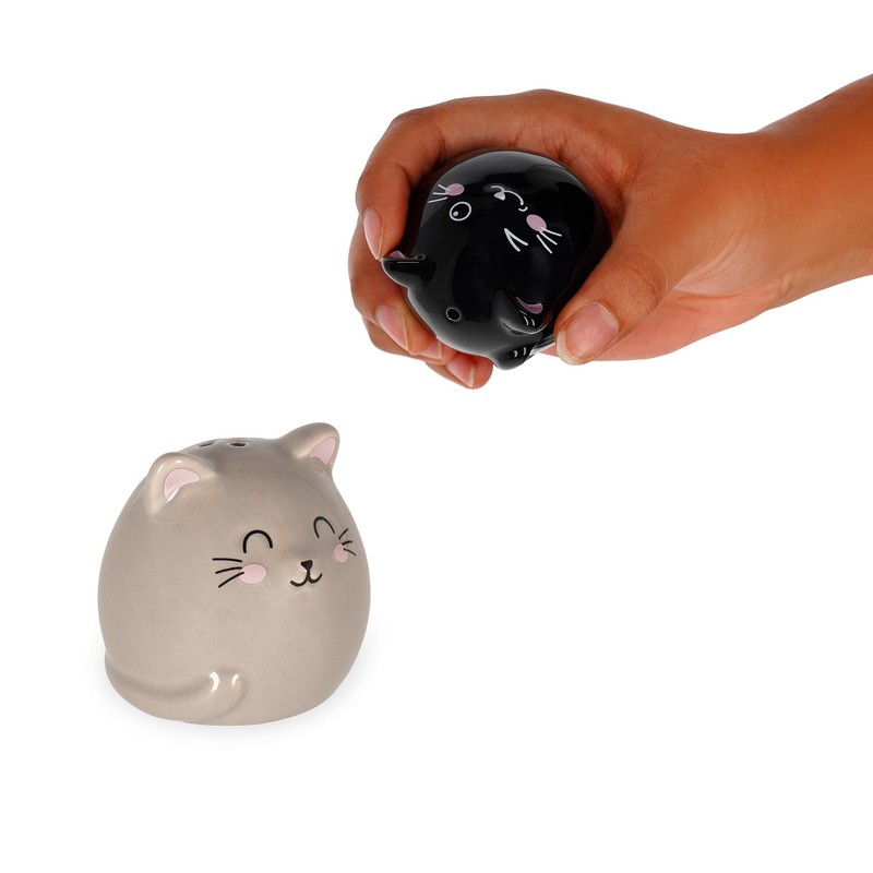 Legami - Kitty-Themed Ceramic Salt and Pepper Set - Hand