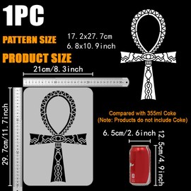 FINGERINSPIRE Egypt Ankh Symbol Stencil for Painting 8.3x11.7inch Egyptian Signs Pattern Stencil Decorative Egyptian Theme Stencil for Painting on Wall Wood Floor Tile Canvas Fabric Furniture