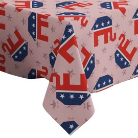 Xtremepads Broken Republican Elephants Pattern Pattern - Rectangle Oblong Linen Tablecloth, 60” x 90” inches Washable Decorative Table Cloth