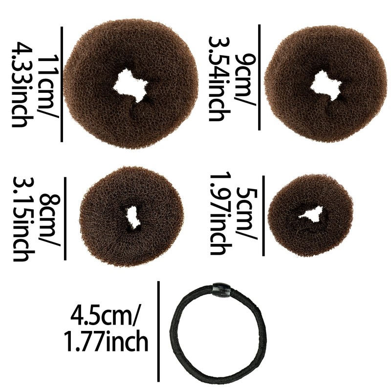 Donut Bread Maker Hair Bun Maker 7 Pieces Brown Ring