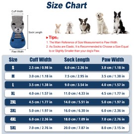 PETLOFT Non-Slip Dog Socks, Pack of 4 Indoor Non-Slip Dog Socks with Adjustable Removable Attachment Strap for Small Medium Dogs Cats Puppies Old Pets (2XL, Grey Paw)