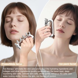 VENOKY Fascia Massage Tool Ice Therapy Cellulite Massager Tool Stainless Gua Sha Facial Trigger Point Silver Tools for Shoulder Neck Full Body Deep Tissue Myofascial Release and Skin Tightening