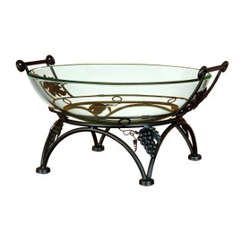 Deco 79 Glass Bowl Metal Stand, 19 by 10-Inch