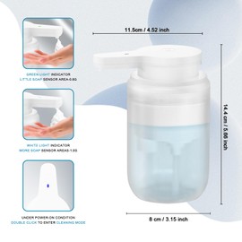 Mamiddle Automatic Soap Dispenser with Sensor Infrared Soap Dispenser Electric IPX5 Waterproof USB-C Charging for Kitchen and Bathroom (Translucent White - Liquid Type)