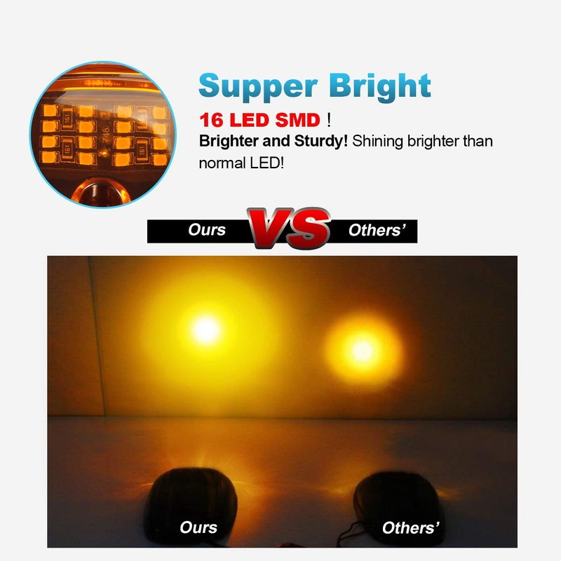 Partsam 5pcs 16LED Amber Cab Light Top Roof Running Clearance