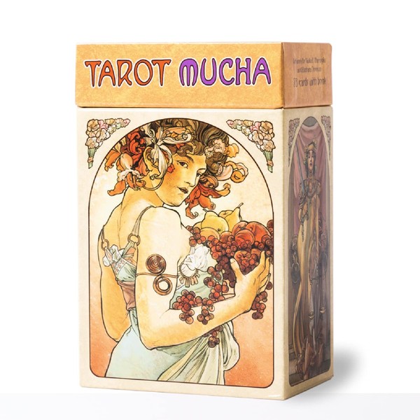 Tarot Cards, 78 Sheets, Tarot Divination Torting, Made in Italy, Tarot Mucha with Japanese Instruction Manual Included (English Language Not Guaranteed)