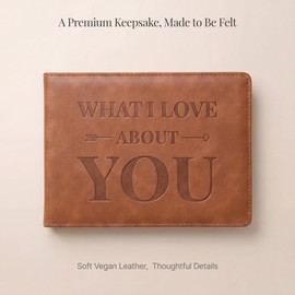 What I Love About You Leather Book – 50 Reasons Why I Love You Book, Fill-In-The-Blank Journal for Him Her, Romantic Couples Gifts for Anniversary, Christmas & More (Brown Deboss)
