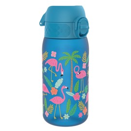 Ion8 Kids Water Bottles, BPA Free, Leakproof, Dishwasher Safe, Easy Open, Secure Lock, Small Boys & Girls Water Bottle,Kids Drinks Bottle for Spill-free Drinking, Blue, Flamingos, 350ml/12oz